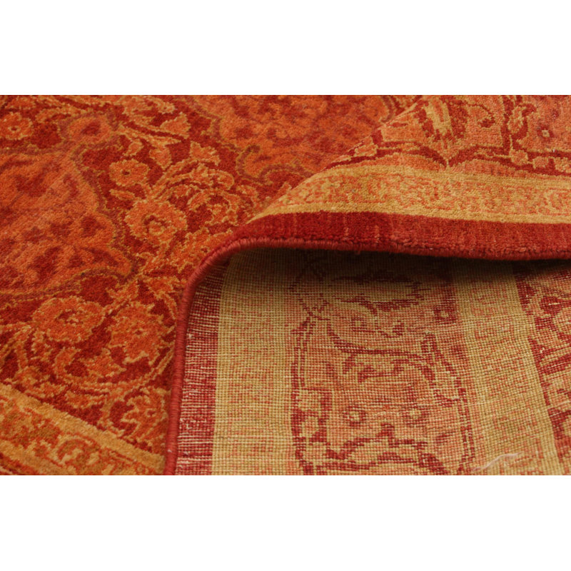 Tapis décoratif en laine de style persan rouge foncé de conception unique 3 pi 1 po x 5 pi 2 po noué à la main new age paki