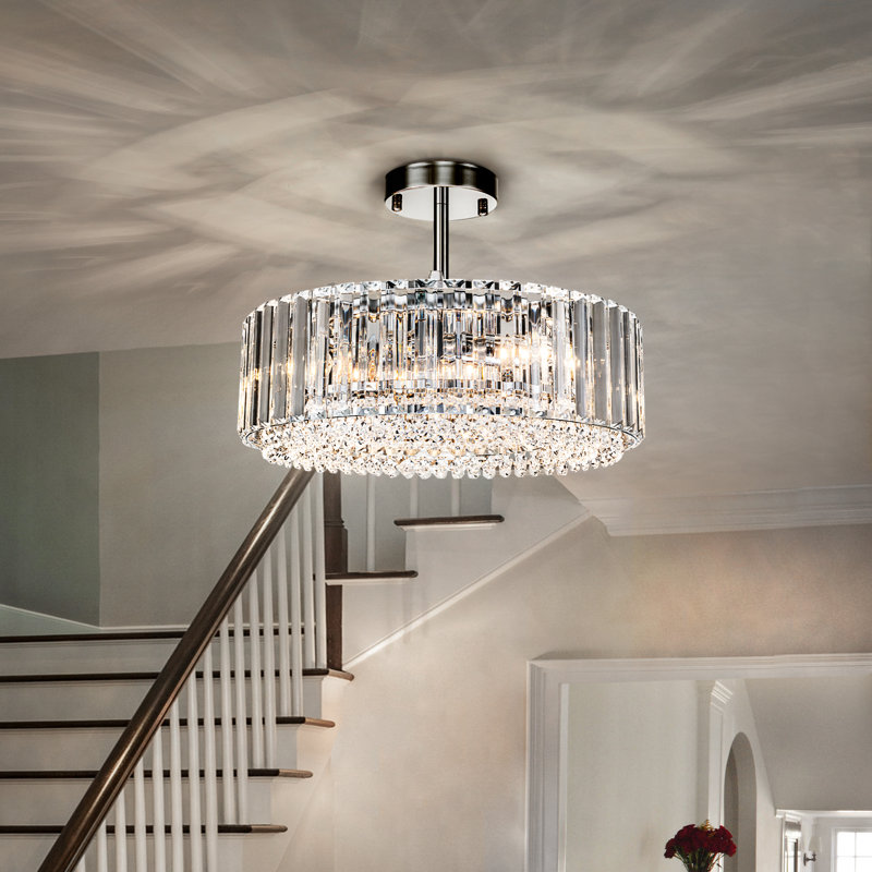 Irenej Semi Flush Mount Crystal Drum Lighting