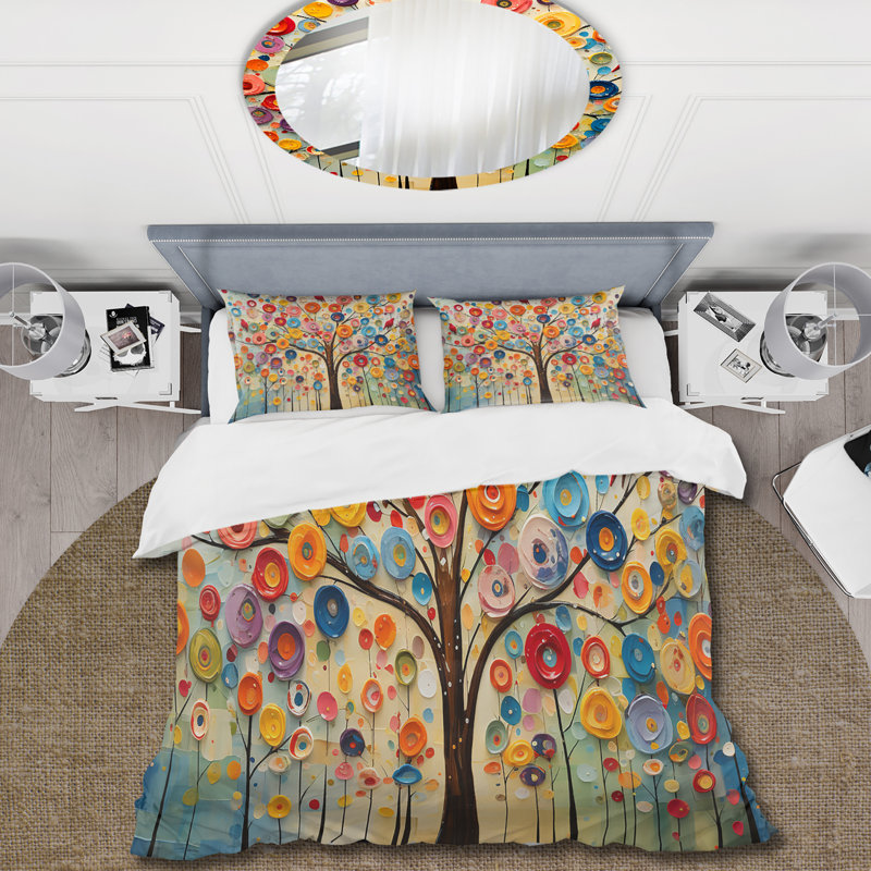 Ensemble de housse de couette Floral Abstract Tree III coloré - Microfibre de polyester