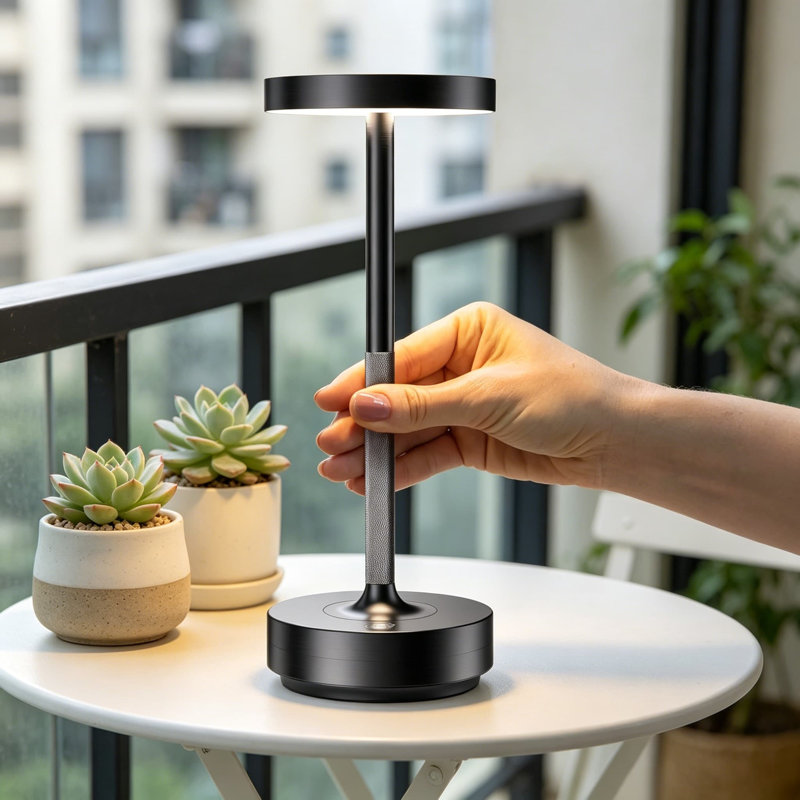 Lampe de table rechargeable sans fil avec 3 températures de couleur et gradation continue - Lumière portative imperméable IP54 à DEL pour l'extérieur, l'intérieur, le camping et le patio