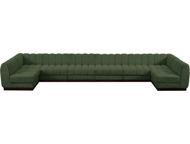 Canapé modulaire rembourré 8 pièces Quinn, Tissu chenille vert