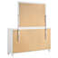 Commode large Dini avec miroir, 7 tiroirs décoratifs scintillants, bois blanc-117056026
