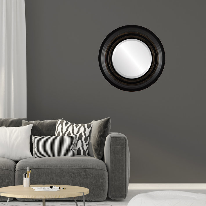 Pinter Round Mirror, 36" H x 36" W, Black/Gold