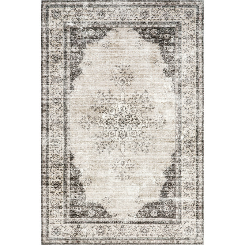 Guendi Vintage Machine Washable Area Rug, Rectangle 6' x 9'