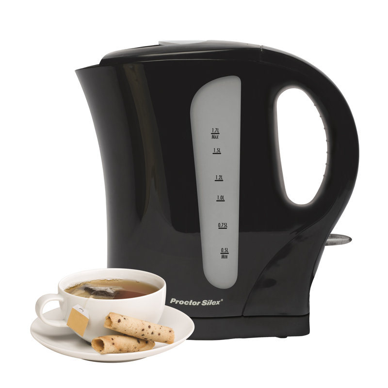 Proctor Silex 1.7L Black Cordless Plastic Electric Tea Kettle