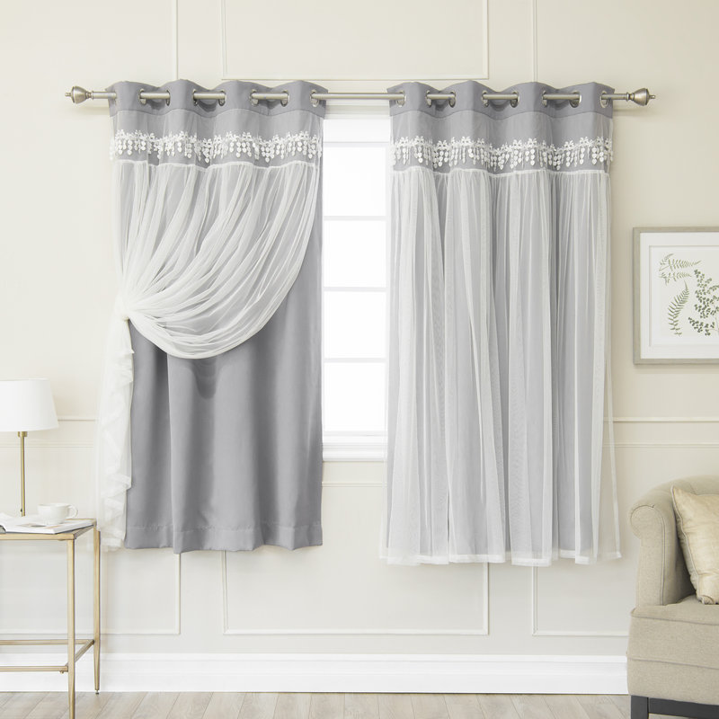 Panneaux de rideaux obscurcissants et isolants avec œillets Loar, Gris, L 52 po x L 63 po