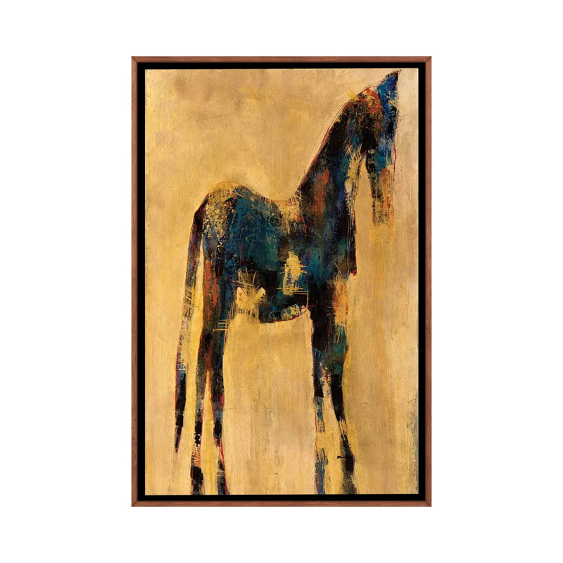 Indigo - Painting on Canvas, Classic Brown Wood Framed, 66.04 cm H x 45.72 cm W