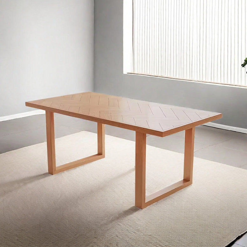Log-style rectangular solid wood dining table, 29.53"H x 55.12"L x 27.56"W