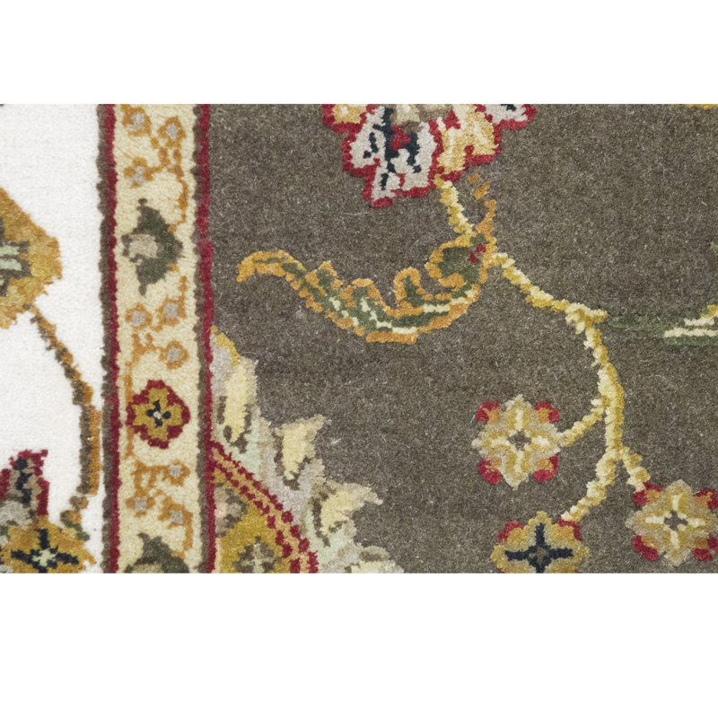 Tapis brun et ivoire noué à la main de haute qualité