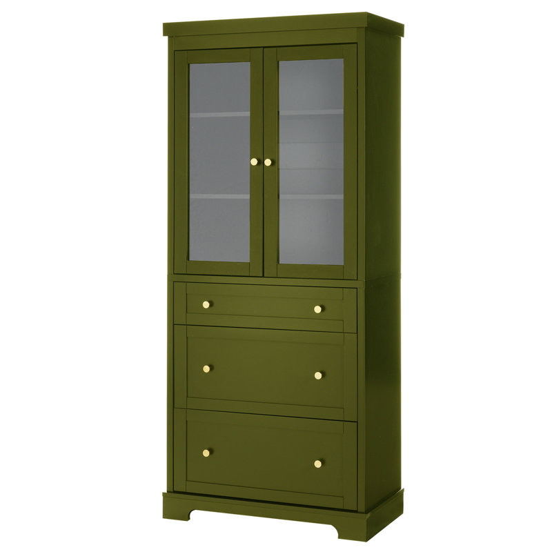 Armoire de salle de bain haute avec 3 tiroirs, Noir