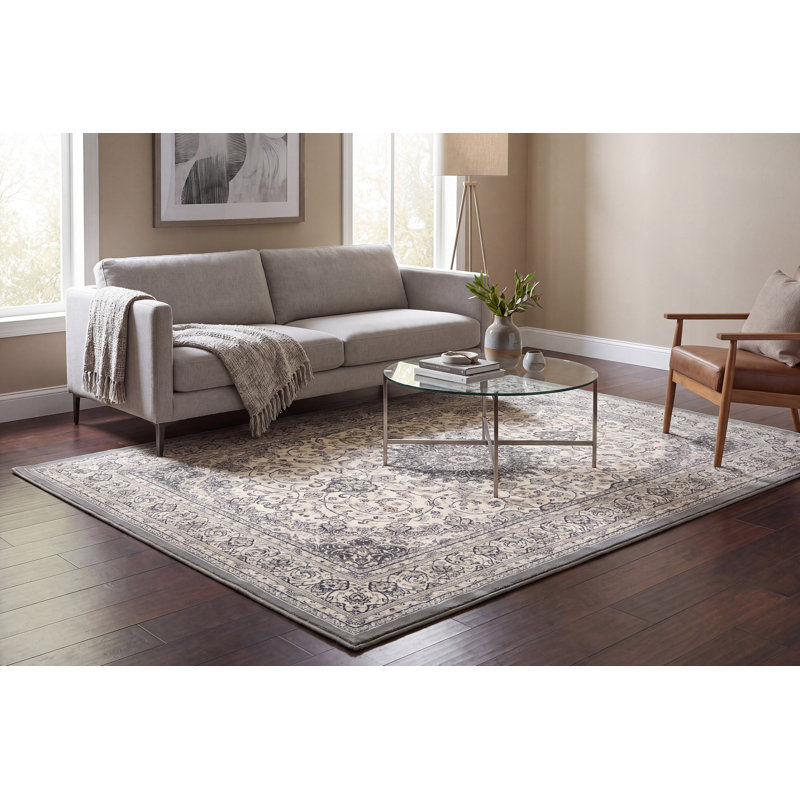 Tapis crème/gris Attell, Rectangle 6 pi 7 po x 9 pi 6 po