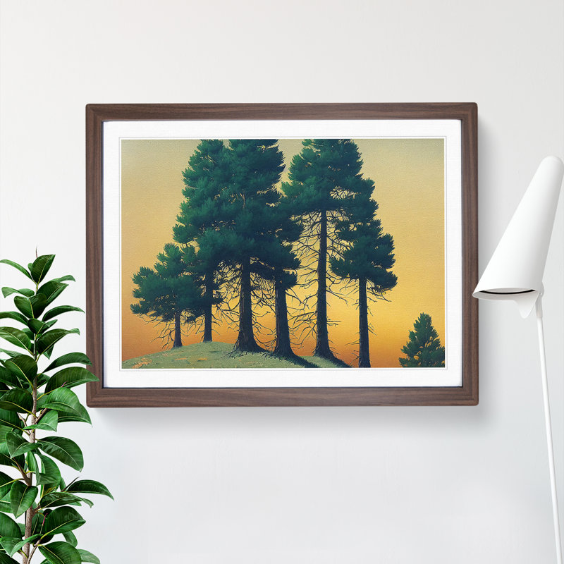 Flawless Pine Tree Forest - Single Picture Frame Print, 46cm H x 64cm W x 2cm D, Walnut
