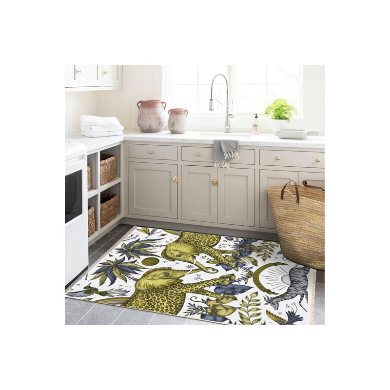 Tapis décoratif moderne lavable à la machine, Tapis de couloir 2 pi 6 po x 6 pi 7 po inclus