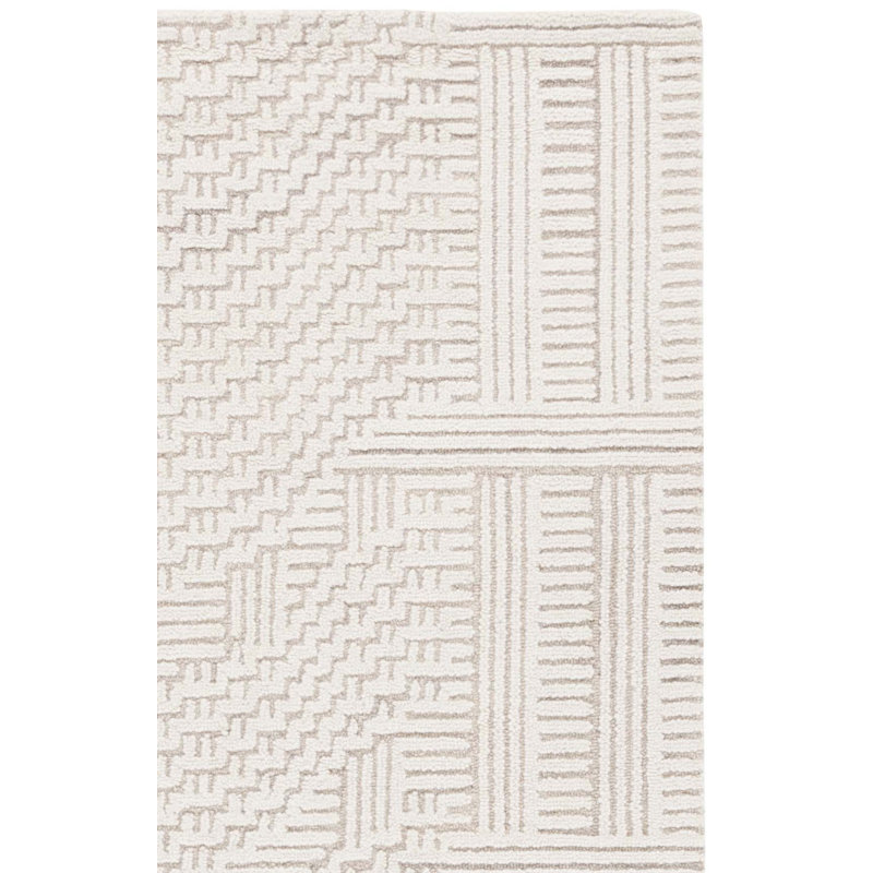 Derry 601 Hand Tufted Wool/Cotton Abstract Rug in Beige/Ivory, Runner 2'3" x 9'