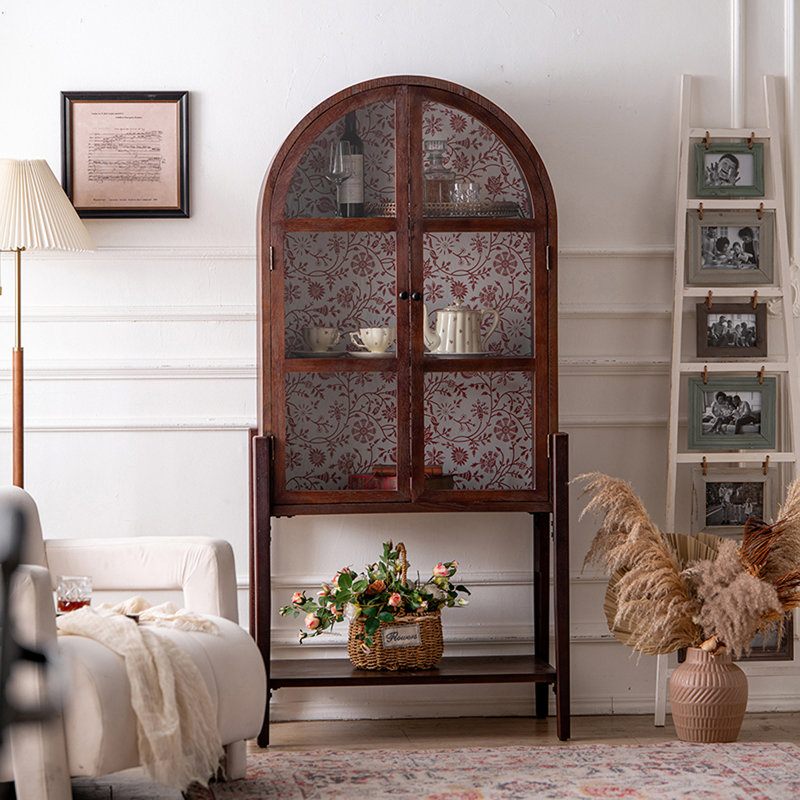 Vitrines en bois massif brun noisette, Brun noisette