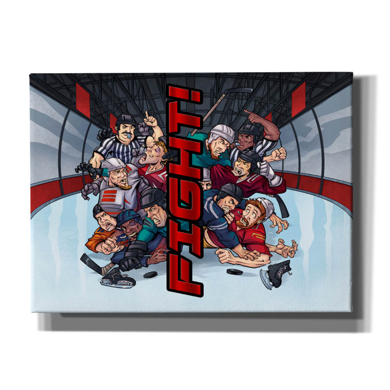 «Lurello Hockey Fight» sur toile de fond, H 40 po x l 54 po x P 1,5 po