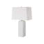 Lampe de table, abat-jour en lin, bouton 3D en céramique blanc brillant, 25 pouces