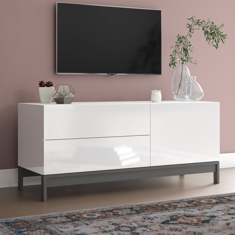Feliciano Unfinished TV Stand for TVs up to 48, Glossy White