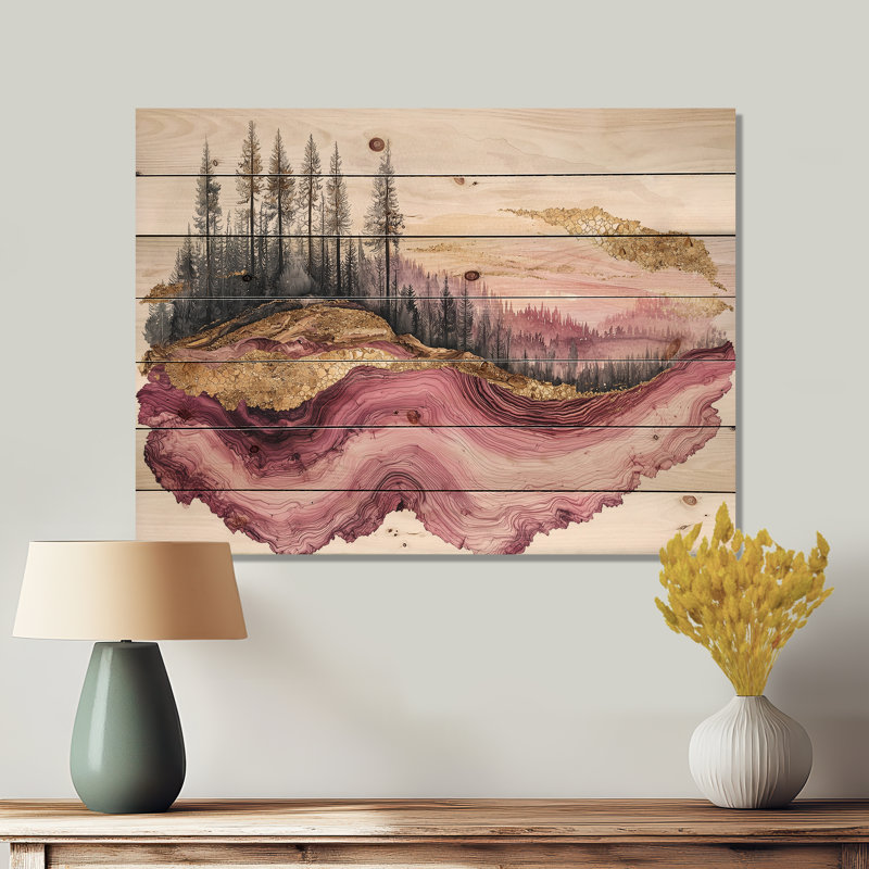 Ruby Crystal Lake Into The Pine Forest IV - Art mural en bois de lac - sur bois de pin naturel, H 10 po x l 20 po x P 0,78 po