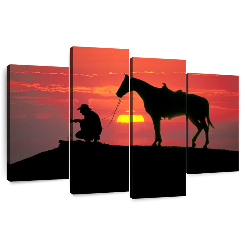 Cowboy du Texas au coucher du soleil