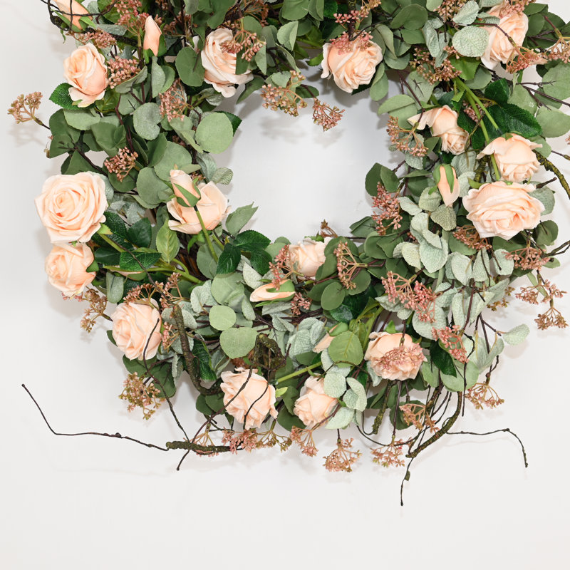 Couronne de fleurs artificielle 24 po printemps été été