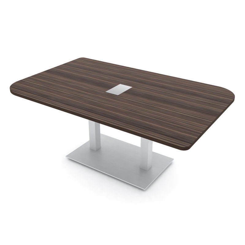 Table de conférence Ogren Duo avec double base en métal | Unité électrique, L 84 po x l 48 po, Eucalyptus naturel