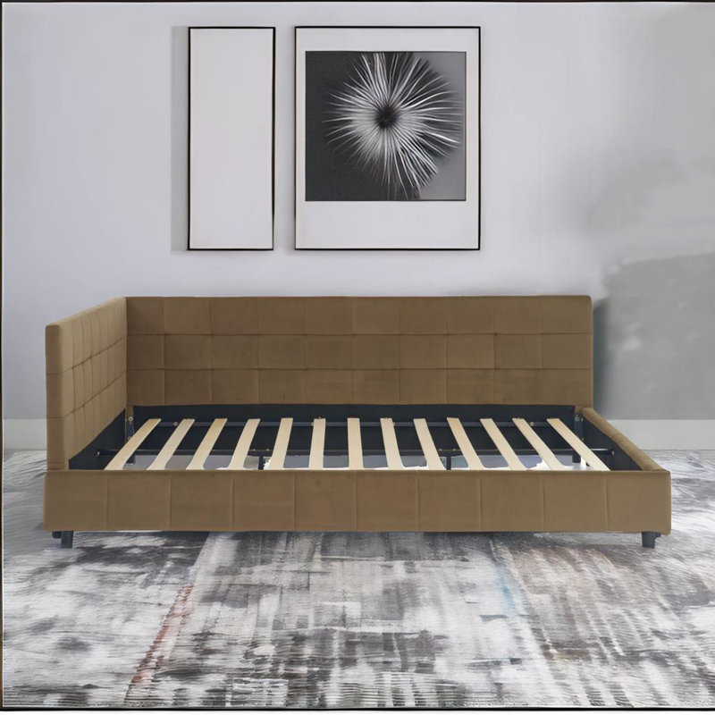 Ilko Queen Size Upholstered Tufted Bed Frame, Brown