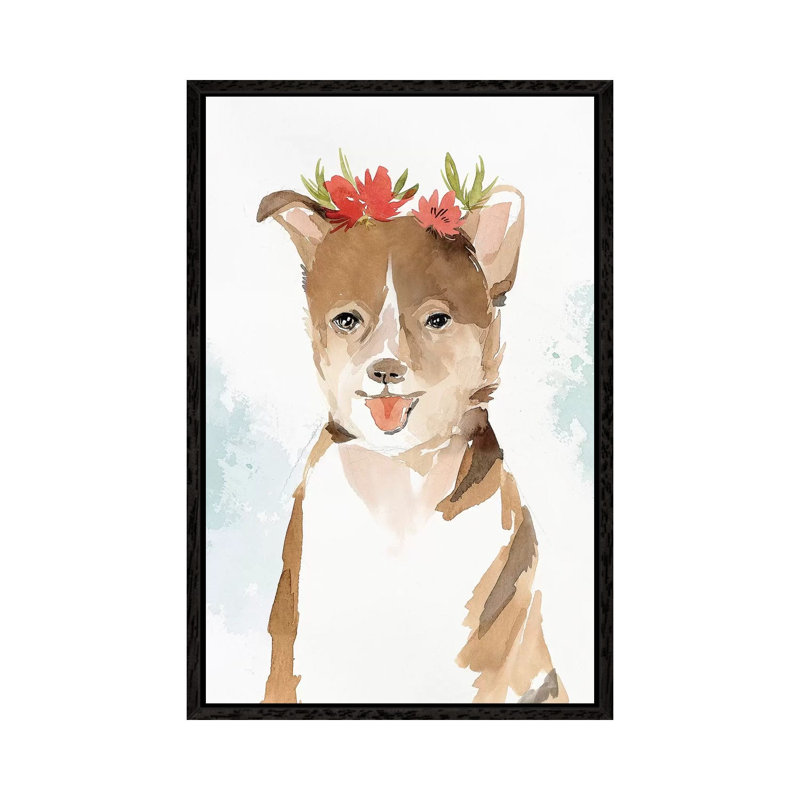 Puppy III by Isabelle Z - Painting on Canvas, 66.04 cm H x 45.72 cm W, Black Framed