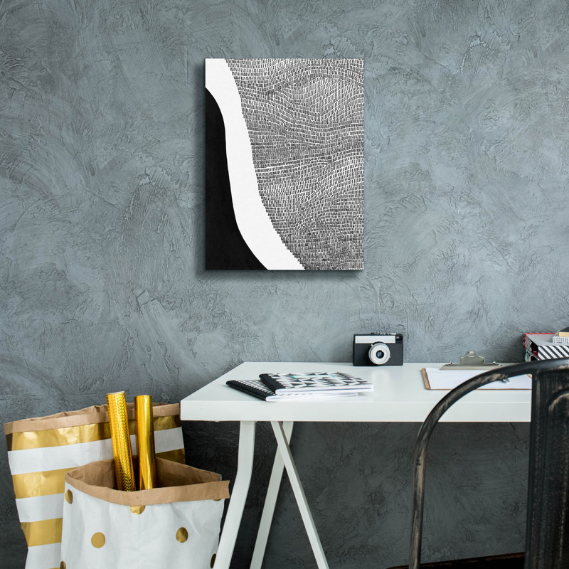 «Black & White Abstract I» par Regina Moore, H 16 po x l 12 po x P 0,75 po