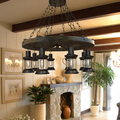 Lencautan 8 - Light Dimmable Wagon Wheel Chandelier