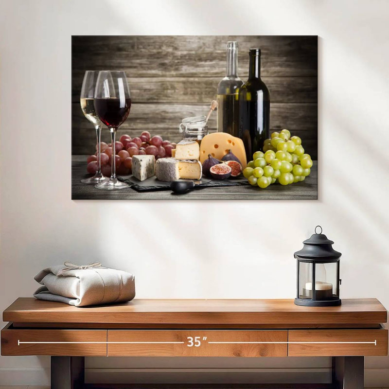 «Wine And Alco Wine And Cheese Jumelage», reproduction sur toile, H 16 po x l 24 po x P 1,25 po