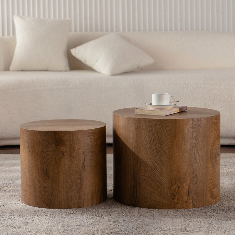 Tables de salon brunes, style rond en bois et café moderne à finition multiple 2, faciles à utiliser, Brun