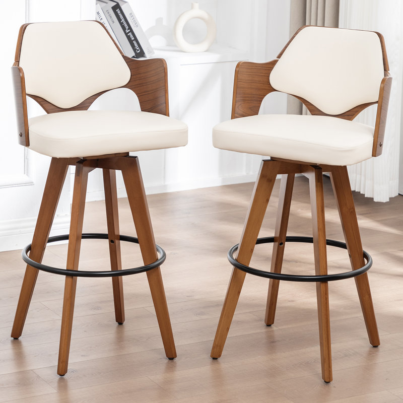 Swivel Upholstered Counter Stool, Counter Stool (26.77" Seat Height), Beige
