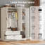 Armoire 5 en 1 avec miroir pleine longueur et 2 tiroirs, armoire de rangement autoportante avec tablettes réglables, armoire en bois blanc moderne-779124935