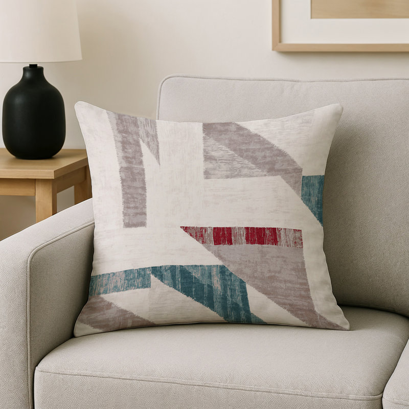 Coussin décoratif intérieur et extérieur Modern, Gris abstrait 30, Carré 16 po