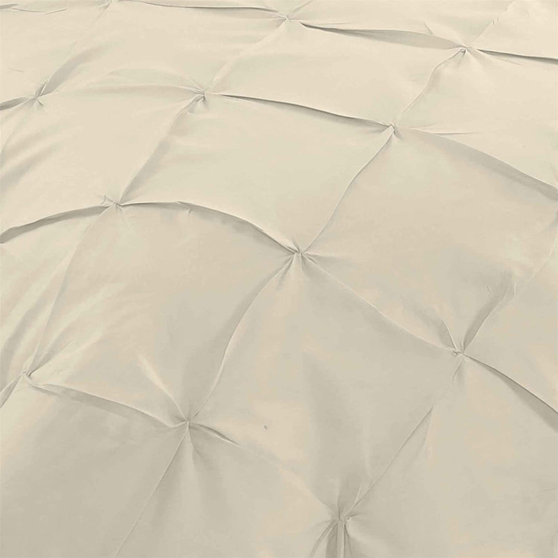 Reginia Cotton Blend Solid Colour Duvet Cover Set with Pillowcases, Cream, Super King - 2 Standard Pillowcases