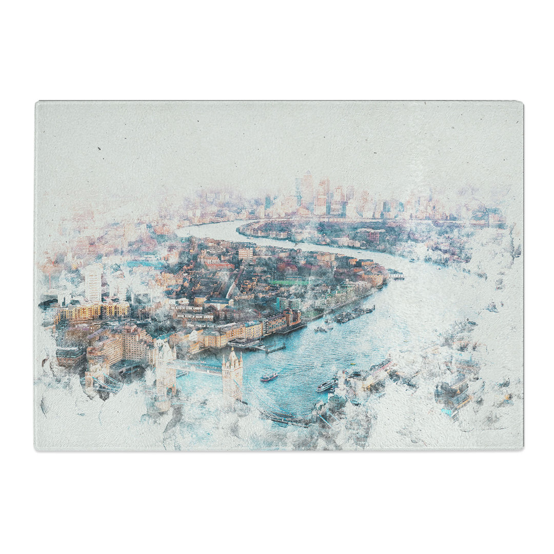 Tempered Glass River Thames & London Skyline Chopping Board