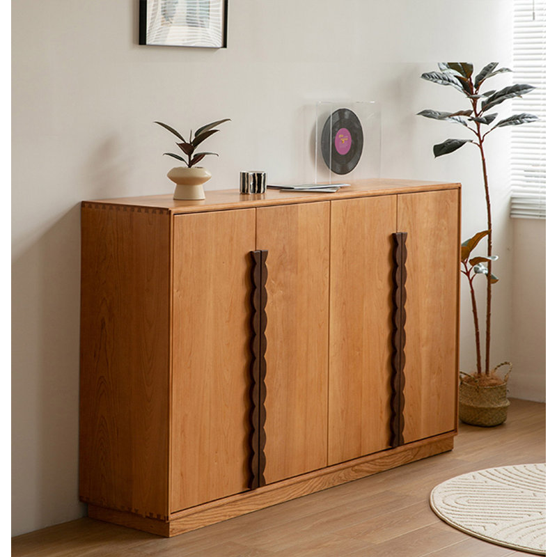 62.99" Rectangular Solid Wood Shoe Storage, Brown/Tan