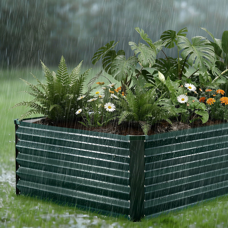 Lit de jardin surélevé galvanisé, 6,67 x 3,35 x 1,51 pi, boîte à fleurs rectangulaire en métal pour l'extérieur, antirouille avec gants, Alu-Zinc