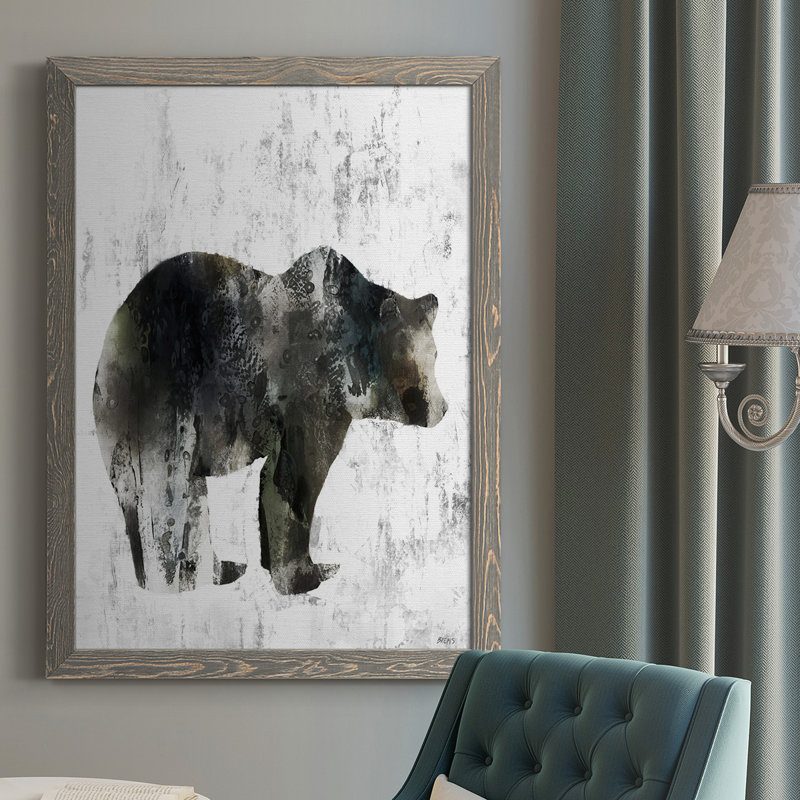 Totem de l'ours Galvan, reproduction sur toile, H 37,5 po x l 27,5 po x P 1 po, Encadré gris