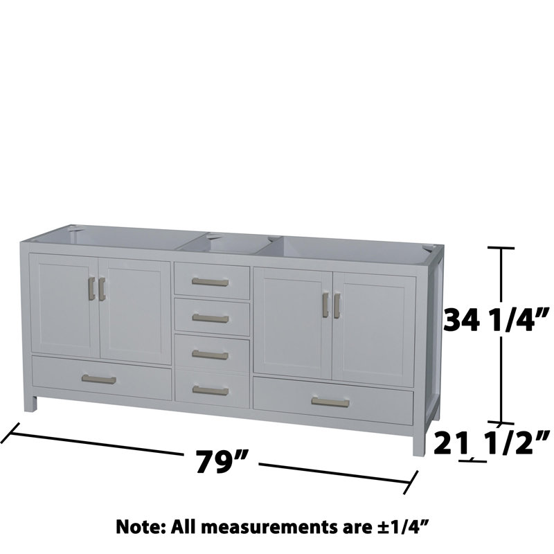Sheffield 79" Double Bathroom Vanity Base Only, Gray