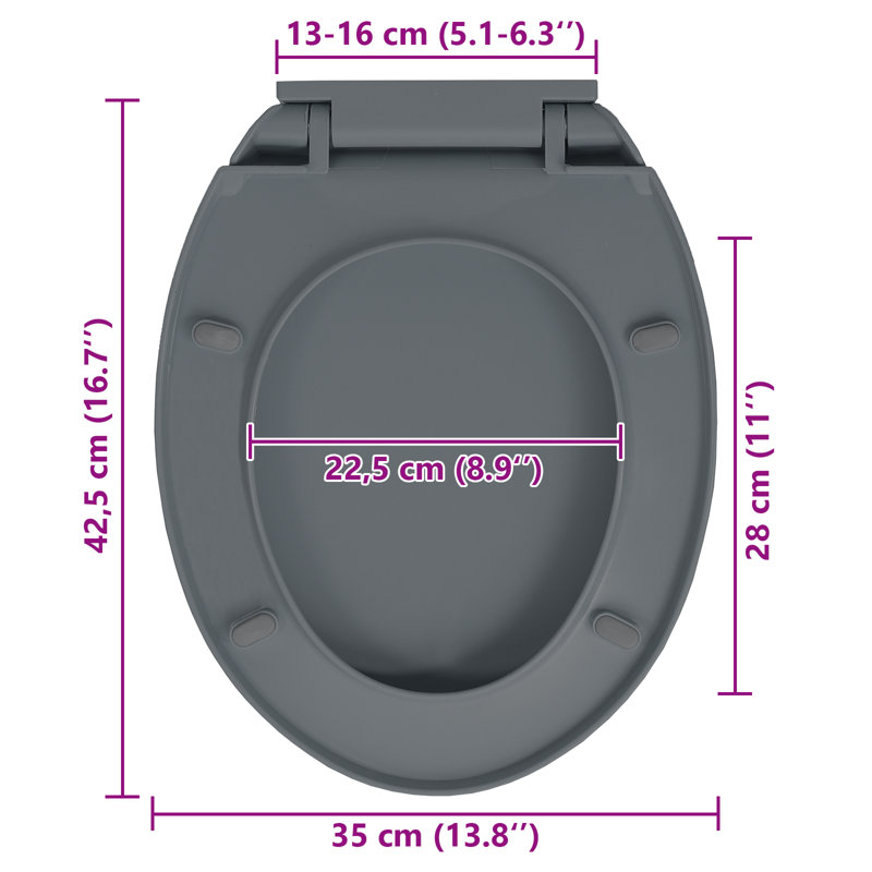 Crete Soft-Close Elongated Standard Toilet Seat, Grey