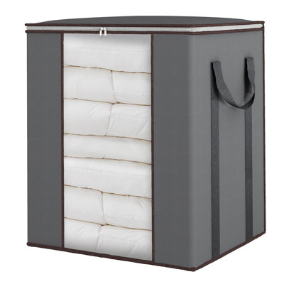 Extra Large Blanket Storage Bags 120L Comforter Storage Bags With Reinforced Handles Breathable Clothes Storage Containers Grey