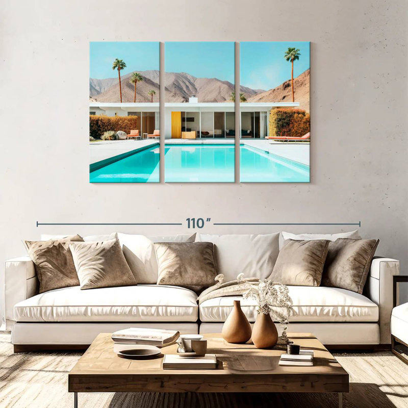 Lilie style Mid-Century moderne Palm Springs, H 48 po x l 74 po