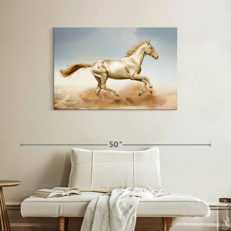 Cheval Akhal Teke qui court, H 26 po x l 39 po