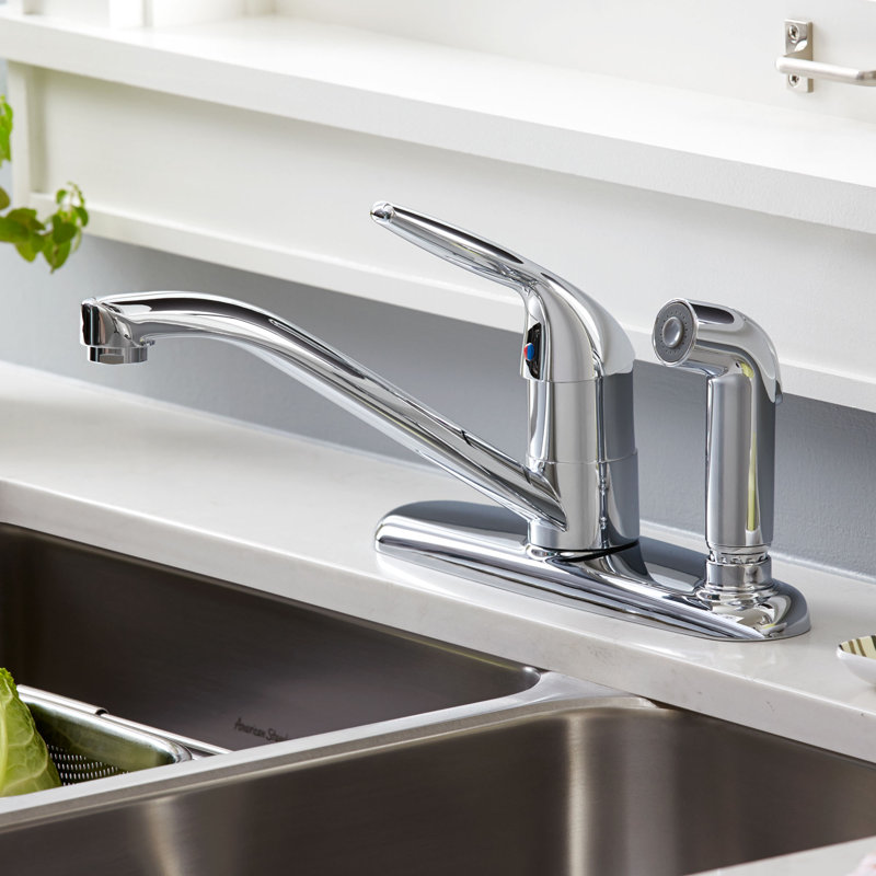 Robinet de cuisine à poignée simple Colony avec douchette latérale, Chrome