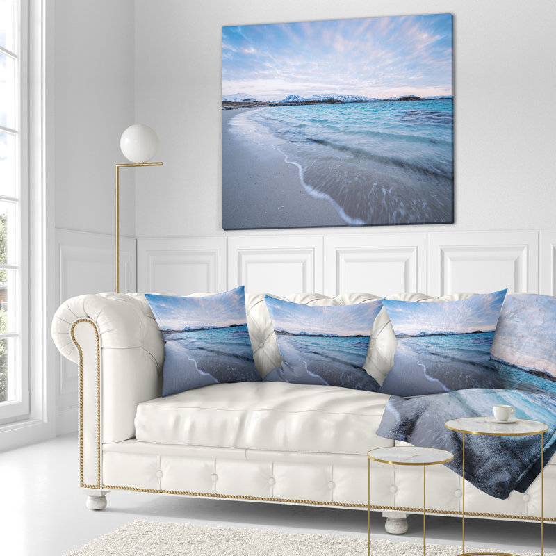 Oreillers seascape qui éclaboussuressent les vagues calmes de mer, 18 po x 18 po, Coussin décoratif