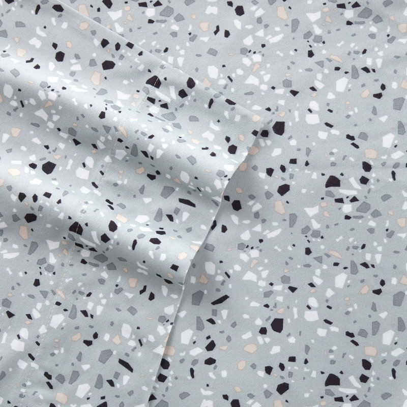 Gray Terrazzo Micro Flannel California King Deep Pocket Sheet Set