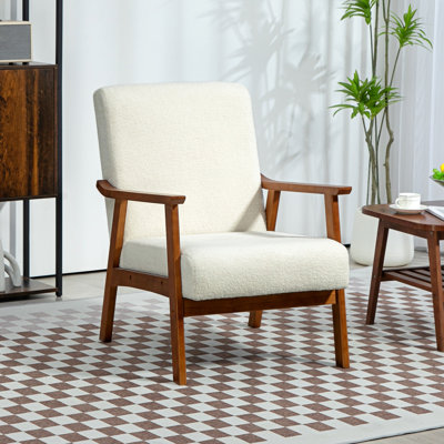 Chaise d'appoint avec assise large et structure en bois, chaise de salon