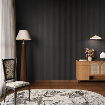 2 panneaux muraux à lattes acoustique L 94 po x l 24 po, aspect bois écologique pour le mur et le plafond de la maison / bureau (31,34 pieds carrés)